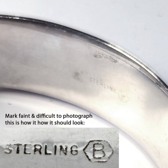 Vintage Mid-Century Sterling Burkhardt Birks Canada Engraved Floral Thick Bangle - Picture 7 of 7